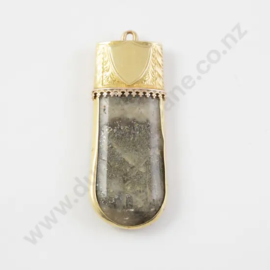 NZ Colonial 15ct Mounted Gold Bearing Quartz Fob