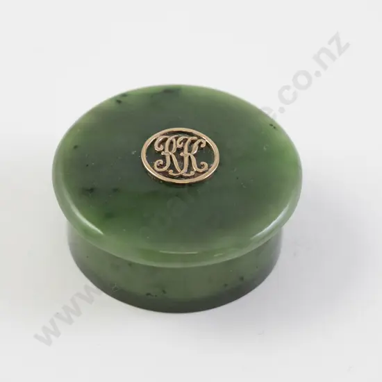NZ Colonial Circular Greenstone Box and Cover