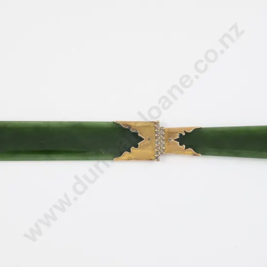 NZ Colonial 18ct Gold Mounted Greenstone Page Turner