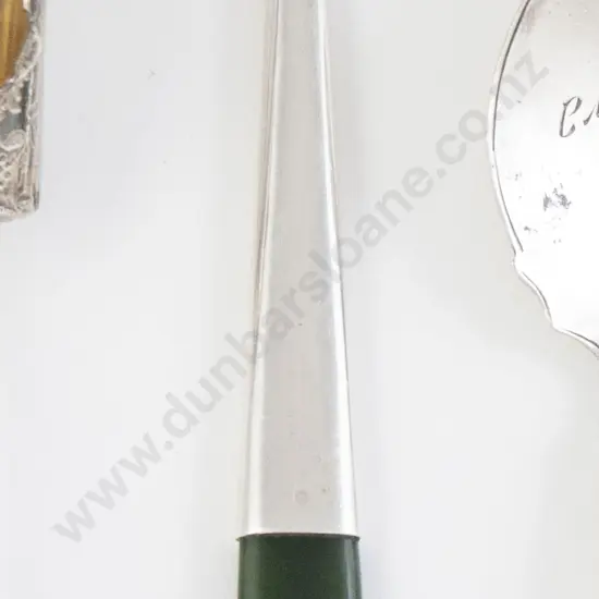 Sterling Silver Greenstone Handled Bread Fork
