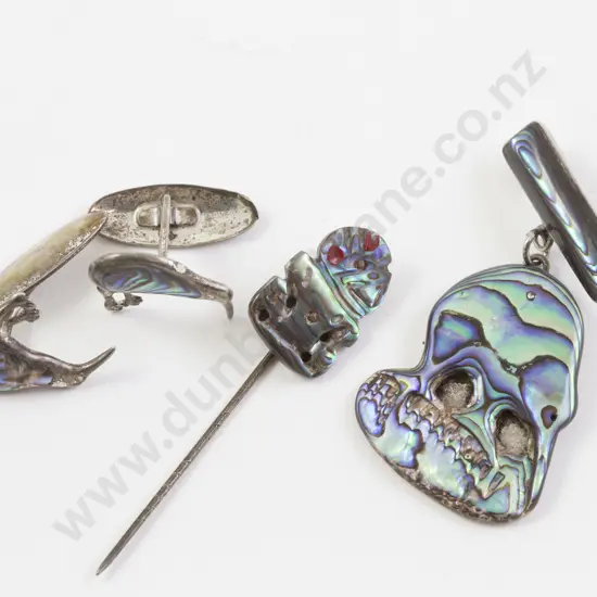 NZ S/S & Paua Kiwi Brooch