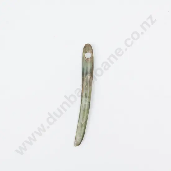 Pre C19th Maori Greenstone Kuru (Pendant). Of slight curvature