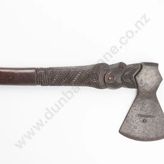 A C19th Maori Carved Toki Kakauroa (Long Handled Hatchet) - Y14059