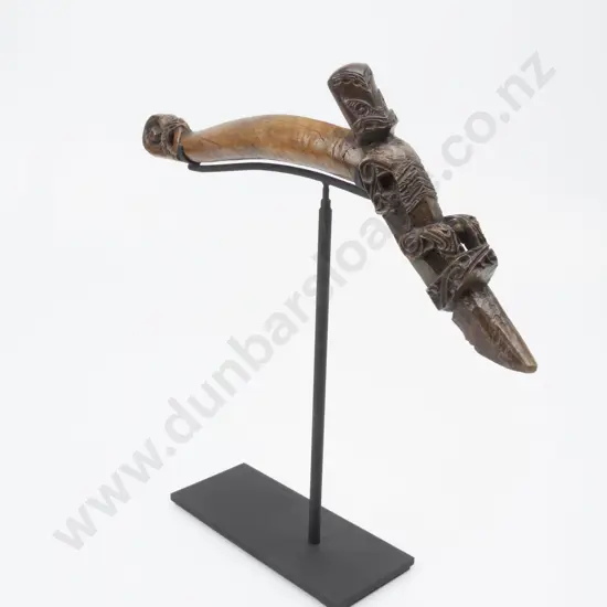 A C19th/ Early C20th Maori Carved Wooden Mutu Kaka (Bird Snare Perch) - Y13809