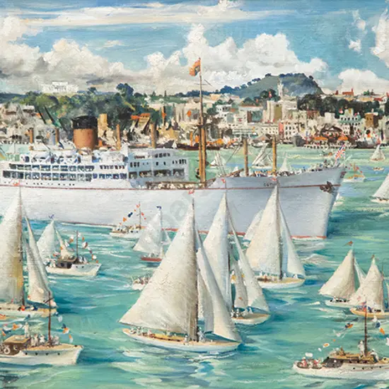 Peter McIntyre - New Zealand's Maritime Welcome to the Queen Waitemata Harbour