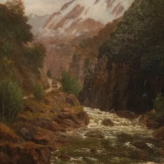 John Gibb - Coach Winding Through Otira Gorge