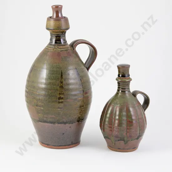 Two Peter Stichbury Stoppered Flasks