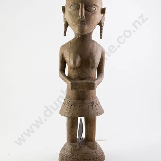 Fijian Hardwood Carved Standing Female Figure