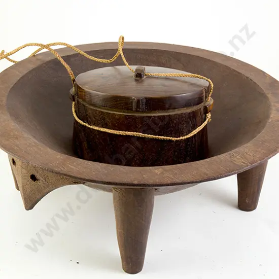 Tokelau Wooden Fishing Box & Kava Bowl