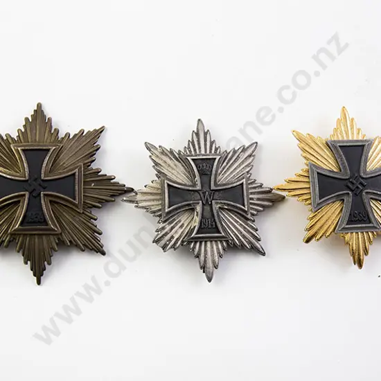 Three German Replica WWII Iron Cross Breast Stars
