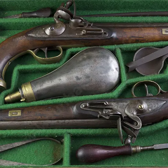 Pair Antique Belgian Flintlock Pistols