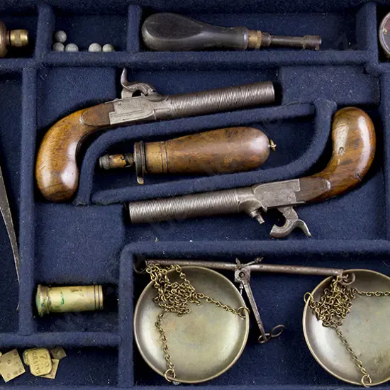 Pair Antique Belgian Pocket Pistols