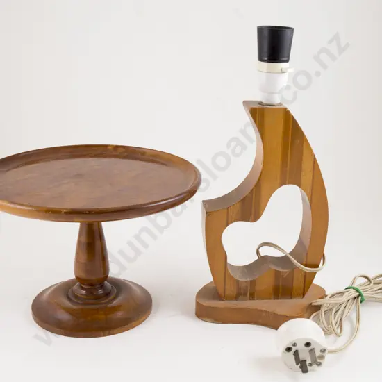 NZ Sovereign Ware Native Timber Table Lamp, Cake Stand and various