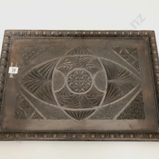 Colonial Stained Kauri Carved & Handled Tray