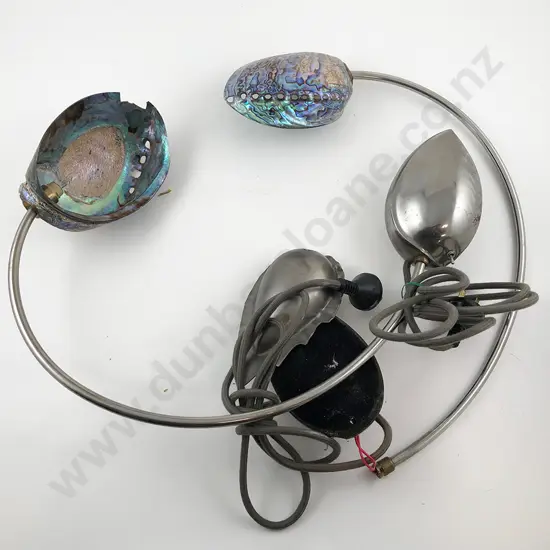 Pair Chrome and Paua Shell Table Lamps