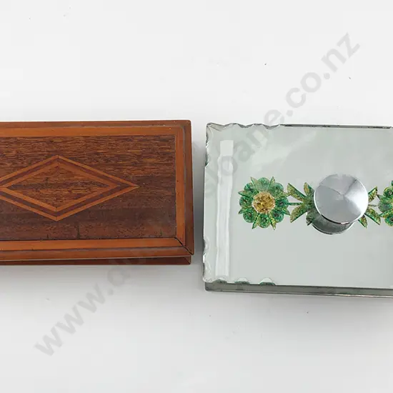 Vintage Glass Trinket Box and Wooden Box