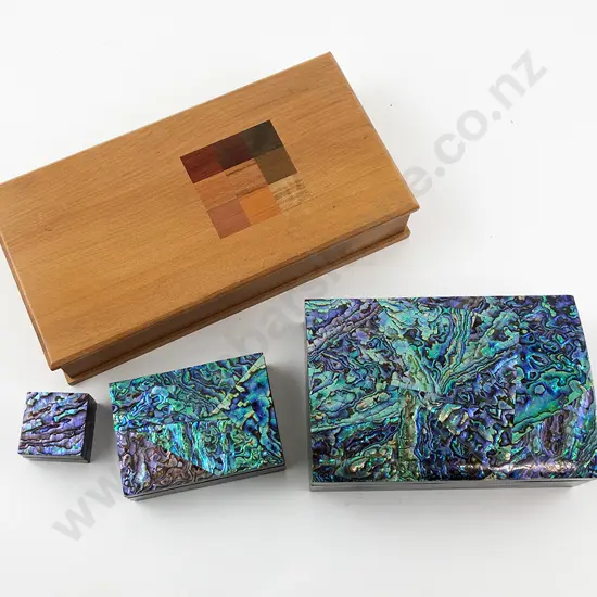 Collection Modern Paua and Native Timber Boxes (4)