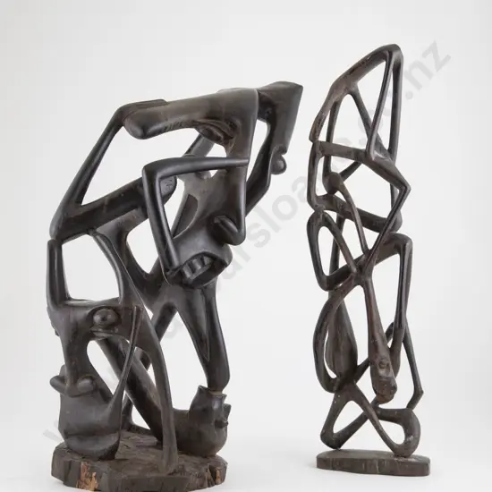 Two African Abstract 'Family Tree' Carvings