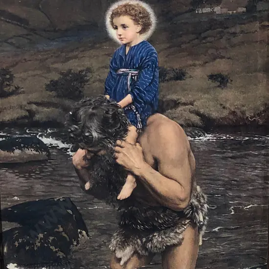 Late C19th Print of St Christopher