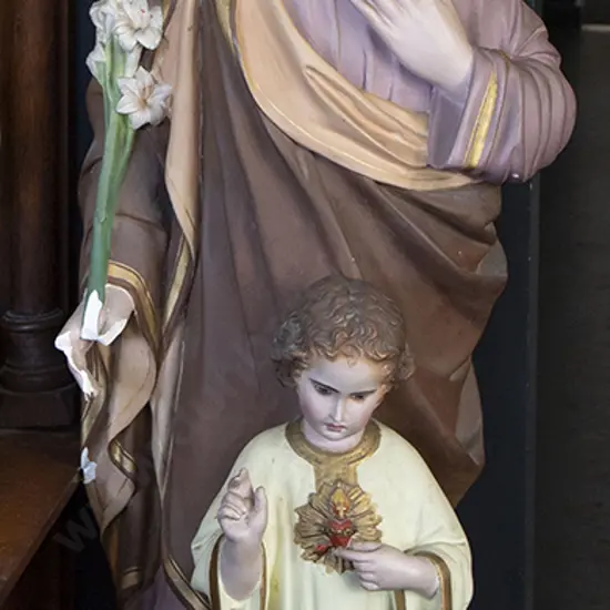 Vintage Church Plaster Statue of Saint Joseph and the Christ Child