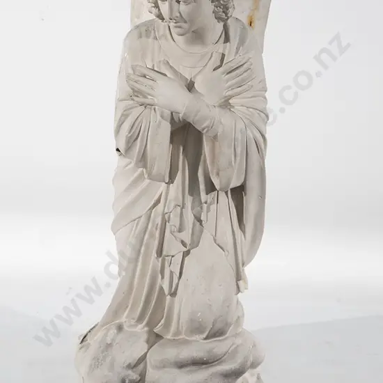 Vintage Church Plaster Statue of Kneeling Angel