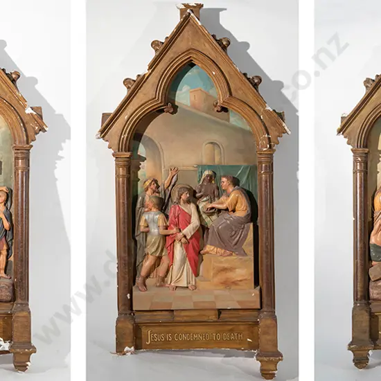 Three Vintage Church Moulded Plaster Panels