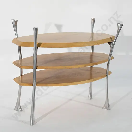 Blonde Oak Occasional Three Tier Table