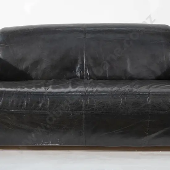 Aviator Style Black Leather Sofa