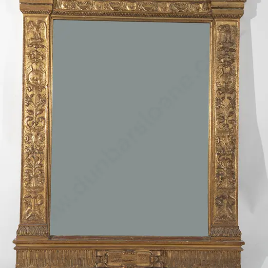 C19th Moulded Gilt Plaster on Pine Over Mantel Mirror