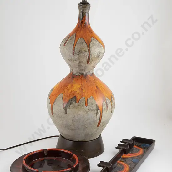 Mid C20th German Table Lamp and two ashtrays