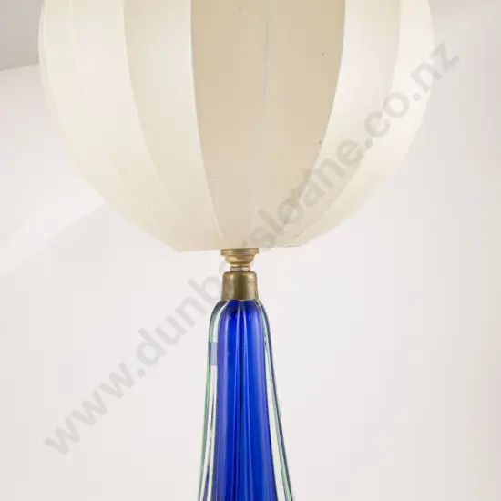 Mid C20th Murano Blue Encased Glass Table Lamp