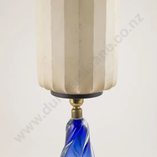 Mid C20th Murano Blue Encased Glass Table Lamp
