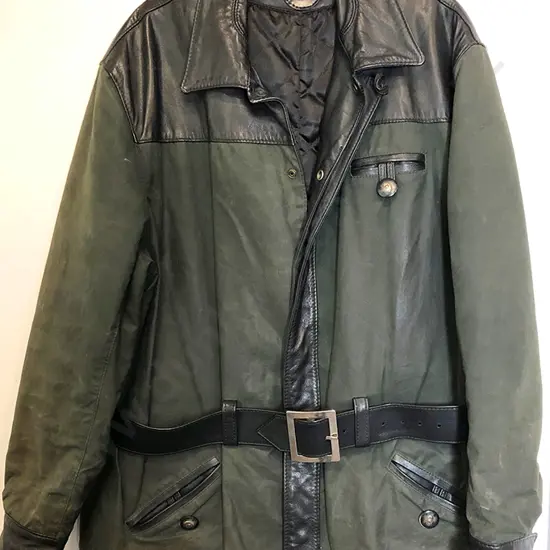 Green Oilskin & Black Leather Jacket