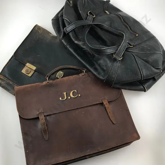 Used Black Leather Carry-All, Satchel and other