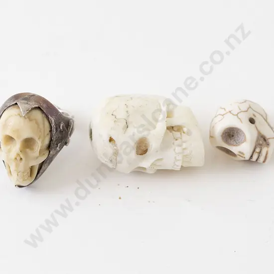 S/S and Bone Skull Ring, bead and other