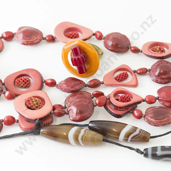 Modern Plastic RIng and two bead necklaces