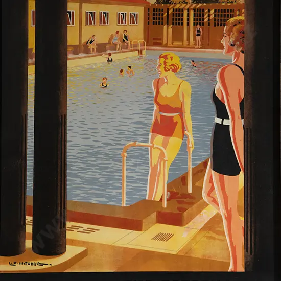 Framed Vintage Poster - Blue Baths Rotorua