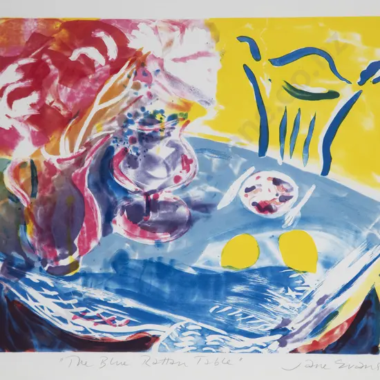 Jane Evans - The Blue Rattan Table