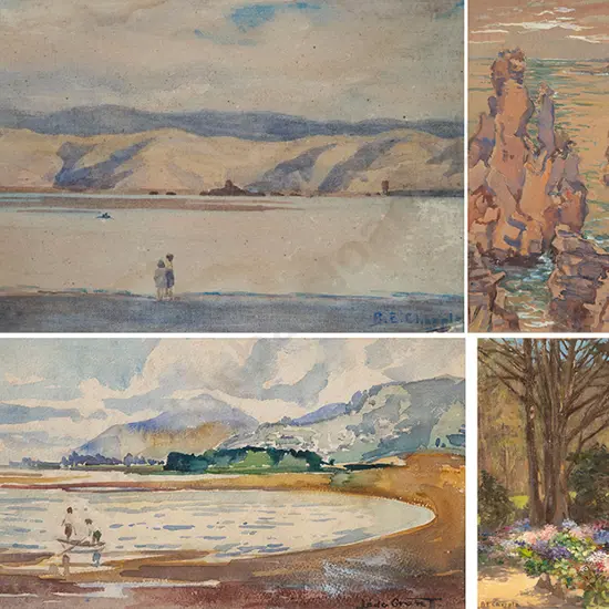 B E Chappel (2), L Grant & E J D Turner watercolours (4)