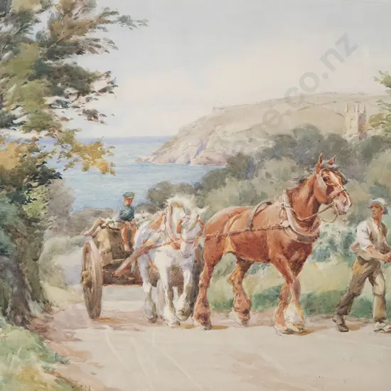 R Mills - Farmer with Plough Horses