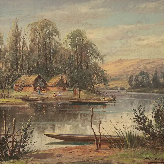 W Allen Bollard - Maori Settlement on the Waikato