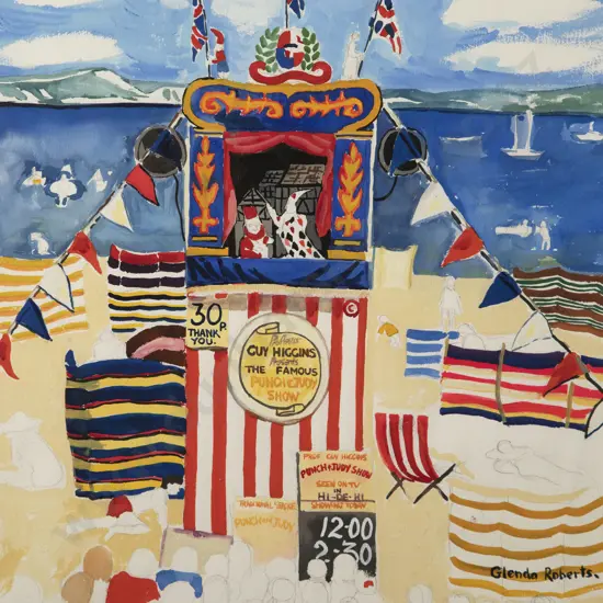 Glenda Roberts "Punch & Judy Show" gouache
