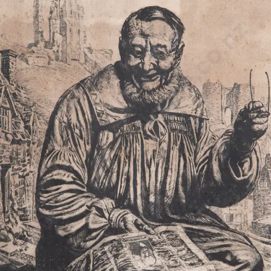 H Linley Richardson- The Old English Countryman Reads the War News