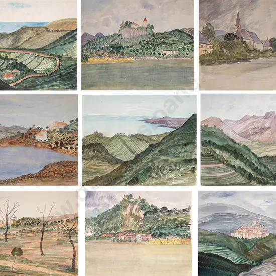 Collection George Burge watercolours (9)