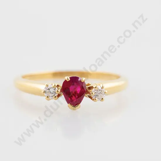 18ct Ruby & Diamond Three Stone Ring