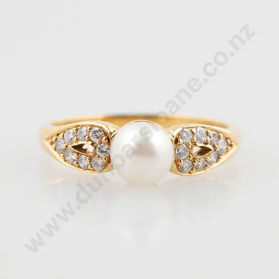 18ct 17stone Pearl & Diamond Ring