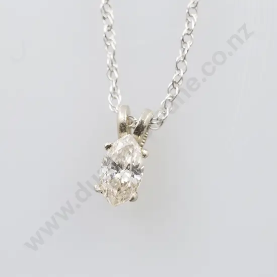 14ct White Gold Diamond Pendant & Chain