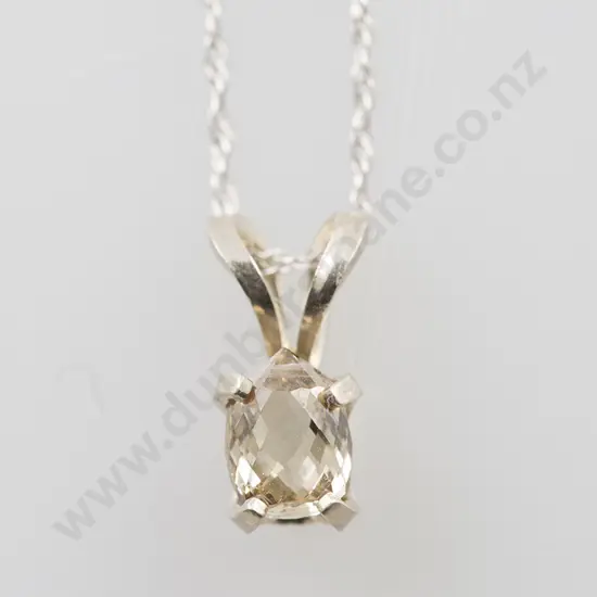 14ct White Gold Diamond Pendant & Chain
