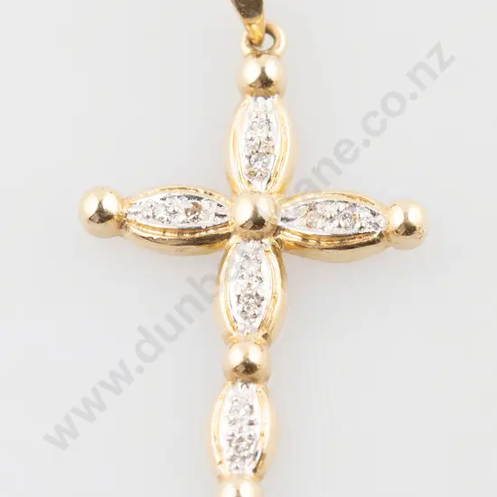 14ct 10stone Diamond Cross Pendant