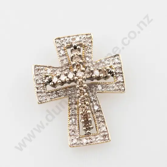 14ct 60stone Diamond Cross Pendant